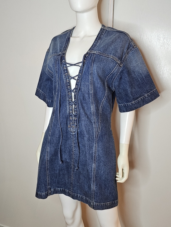 Stella McCartney Dresses & Skirts - Stella McCartney Lace-Up Dark Blue Denim Mini Dress Size L Made In Italy